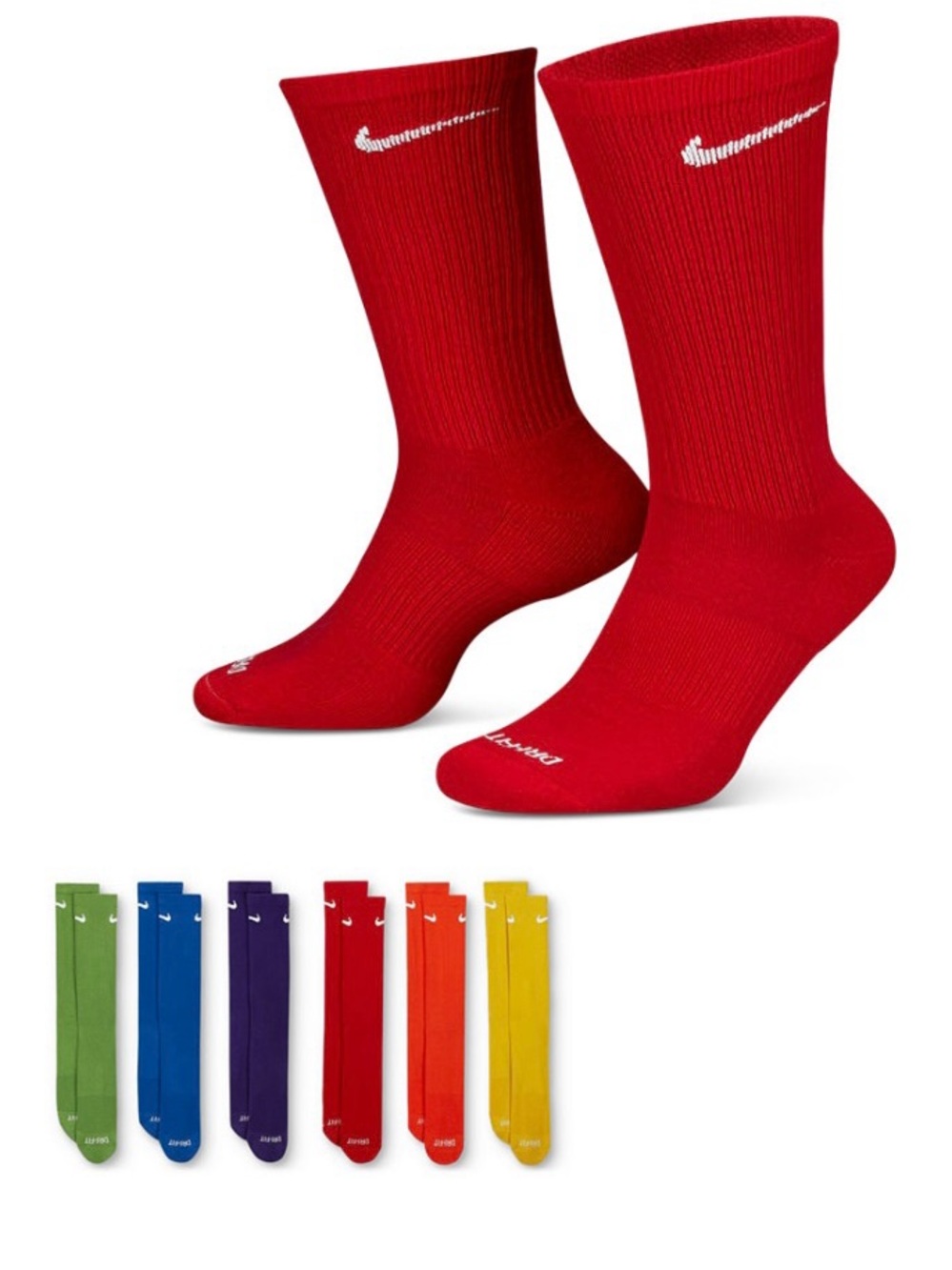 Nike Colors Dri-FIT training Crew Socks - Men's Athletic everyday size Large